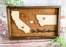 Load image into Gallery viewer, Hand Made Custom Wood Connected by Love State to State Gift