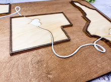 Load image into Gallery viewer, Hand Made Custom Wood Connected by Love State to State Gift