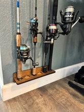 Load image into Gallery viewer, Hand Made Fishing Rod Holder Customizable Wooden Fishing Gift
