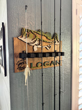 Load image into Gallery viewer, Hand Made Fishing Rod Holder Customizable Wooden Fishing Gift
