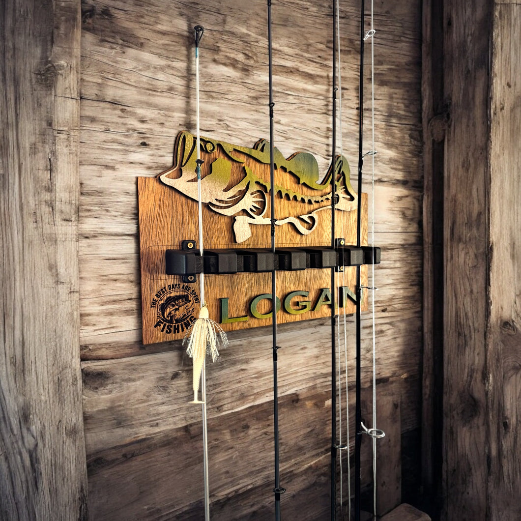 Hand Made Fishing Rod Holder Customizable Wooden Fishing Gift – Pennino's Perch