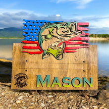 Load image into Gallery viewer, Hand Made Fishing Rod Holder Customizable Wooden Fishing Gift
