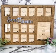 Hand Made Custom Wood Large Wallet Size School Photo Frame Gift