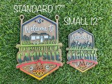 Load image into Gallery viewer, Camping Welcome to our Campsite personalized wooden sign
