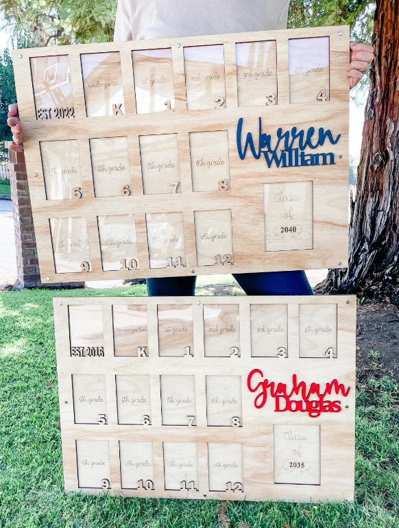 Hand Made Custom Wood XL School Photo Frame PK-12 K-12 Customizable Gift