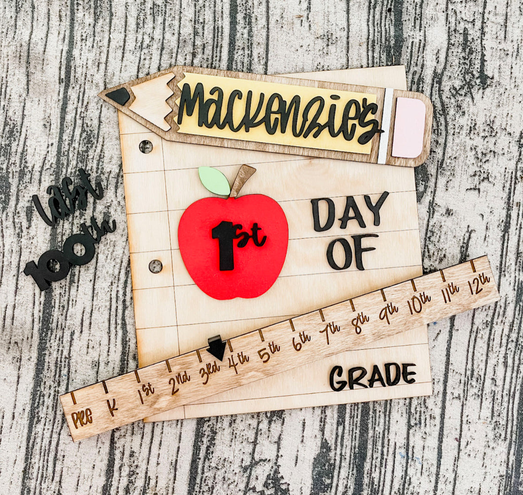 Back to School Notebook Paper Ruler Pencil Sign Prop