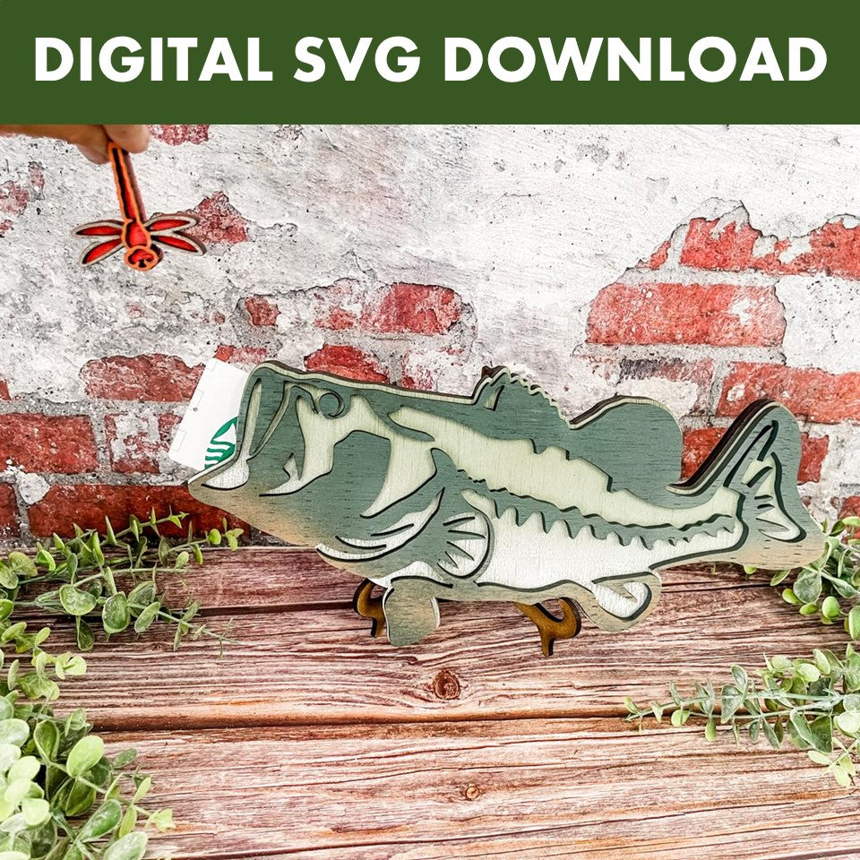 Digital Download SVG Bass and Dragonfly Gift Card Holder
