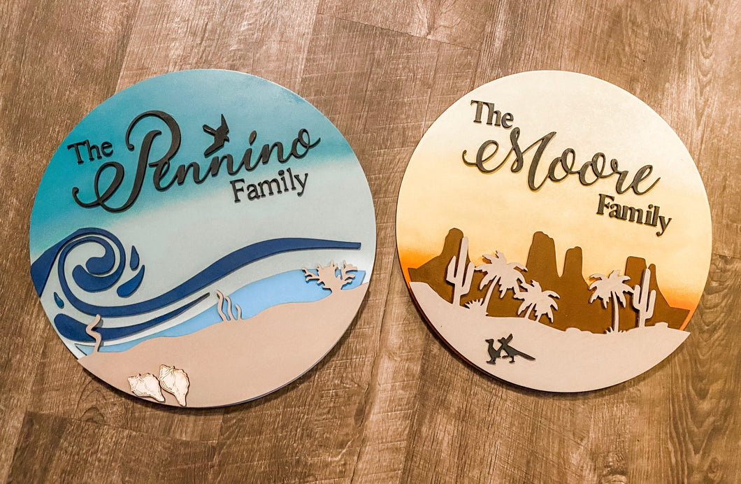 Personalized Round Layered Door Sign