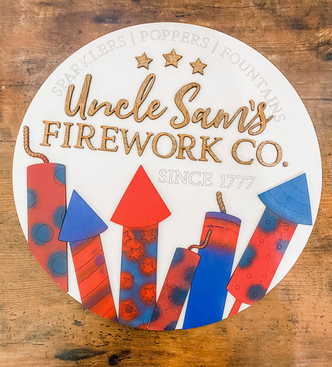 USA Uncle Sam Fireworks Independence Day Door Signs