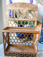 Custom Name Honeycomb Two-Tier Tiered Wall Tray