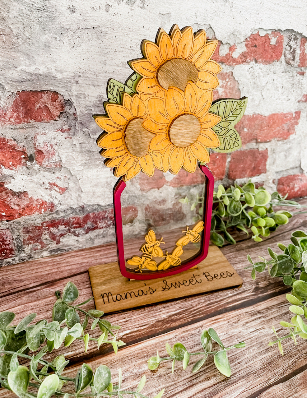 Mother's Day Personalized Sunflower and Bees Mason Jar