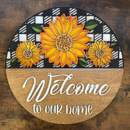 Welcome to our Home Sunflower Door Sign