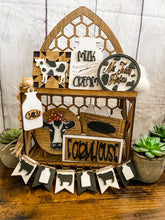 Load image into Gallery viewer, Tiered Tray Cow Crazed Decor
