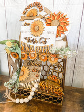 Load image into Gallery viewer, Tiered Tray Sunflower Decor
