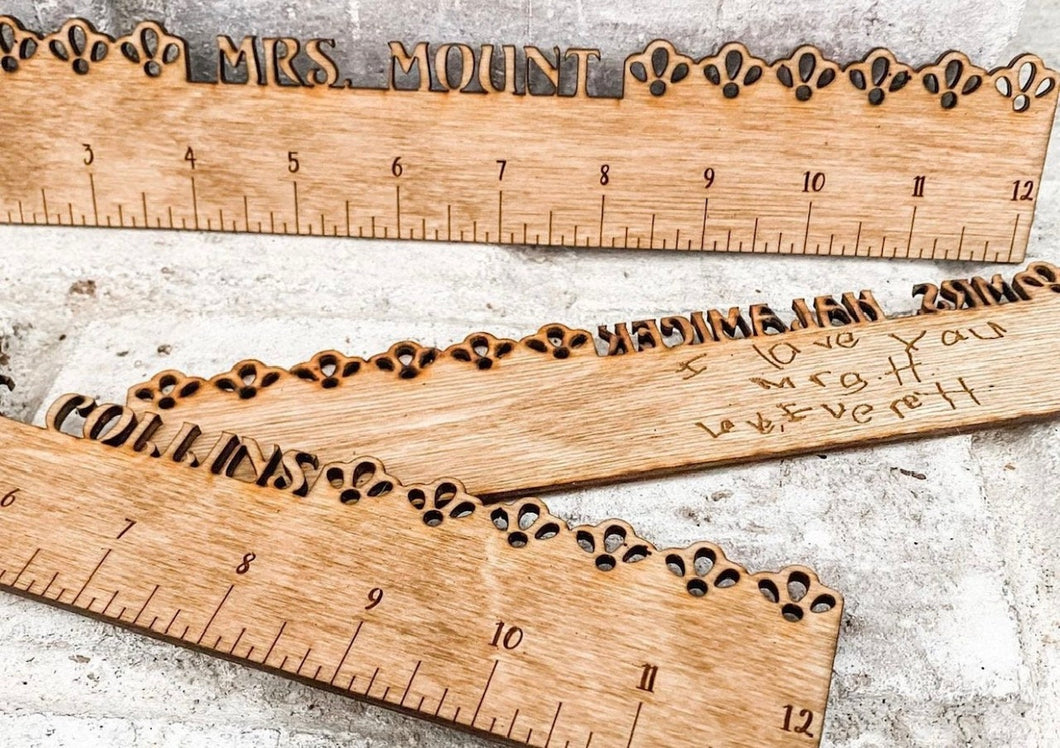 Personalized Teacher Gift Rulers with Engraved Handwritten Message