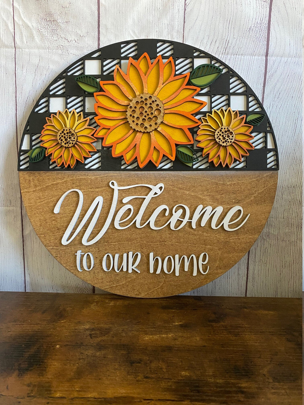 Sunflower Welcome to our Home Door Sign 14