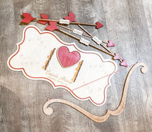 Load image into Gallery viewer, Cupid&#39;s Bow and Personalized Arrows Valentines Decor
