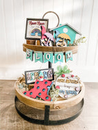 Tier Tray Spring Rain Gnome Decor