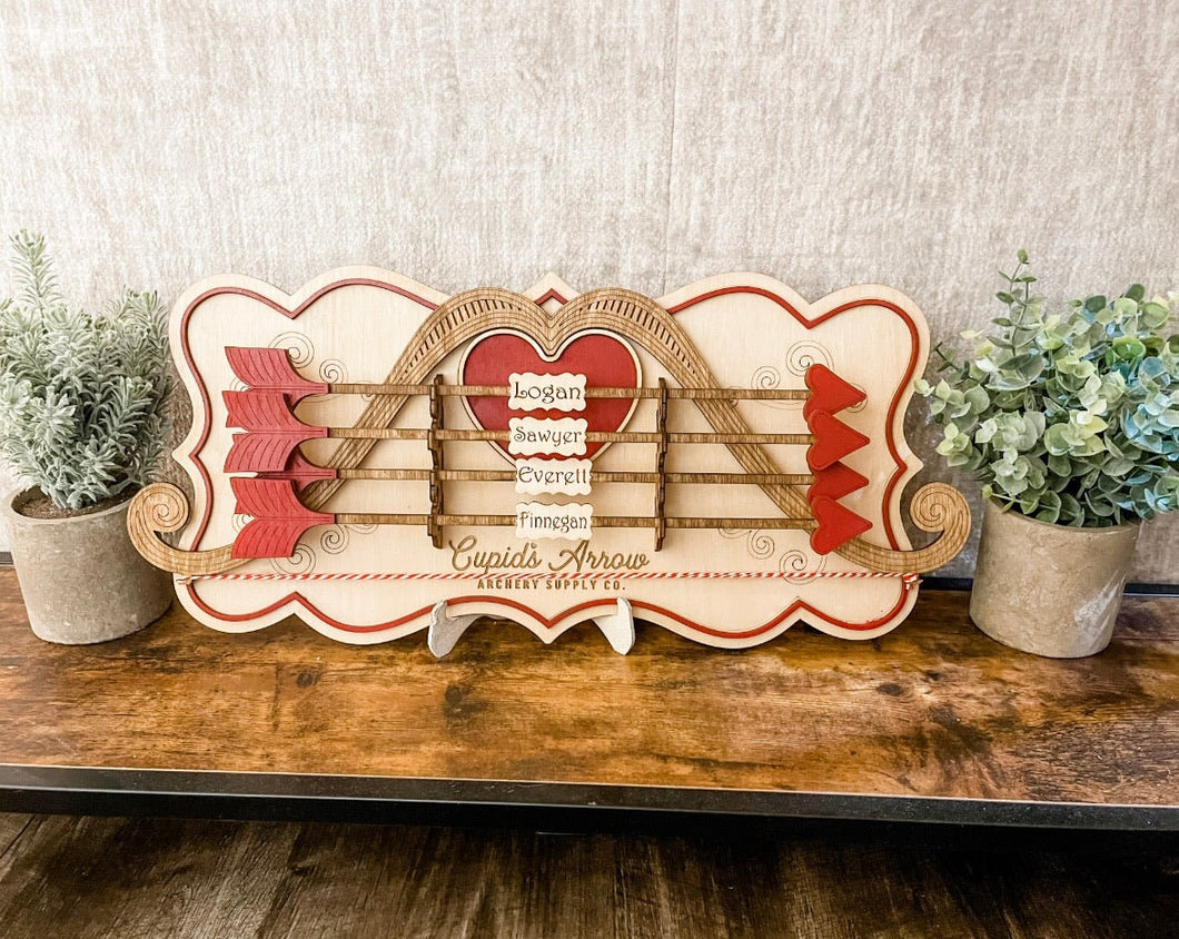 Cupid's Bow and Personalized Arrows Valentines Decor
