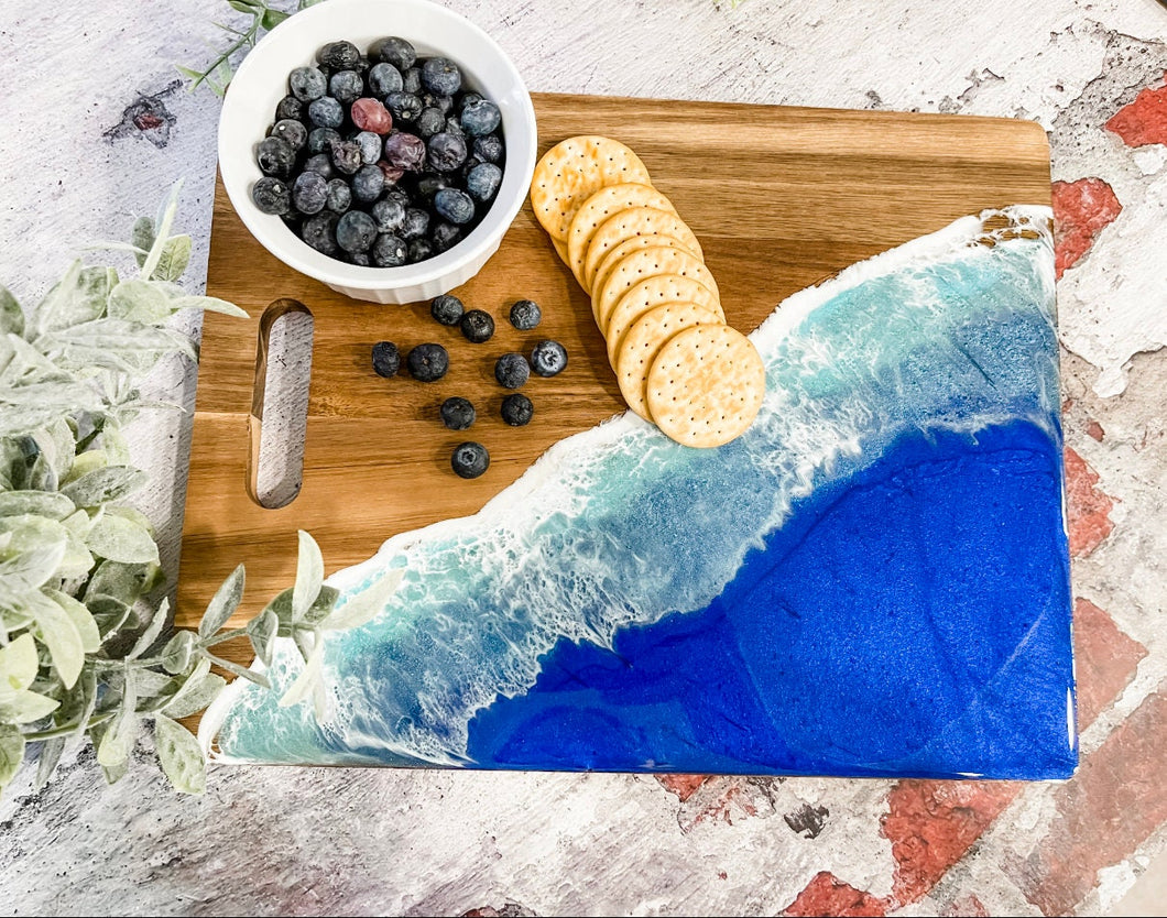 Charcuterie Rectangle with Handle Ocean Scene Charcuterie Serving Tray