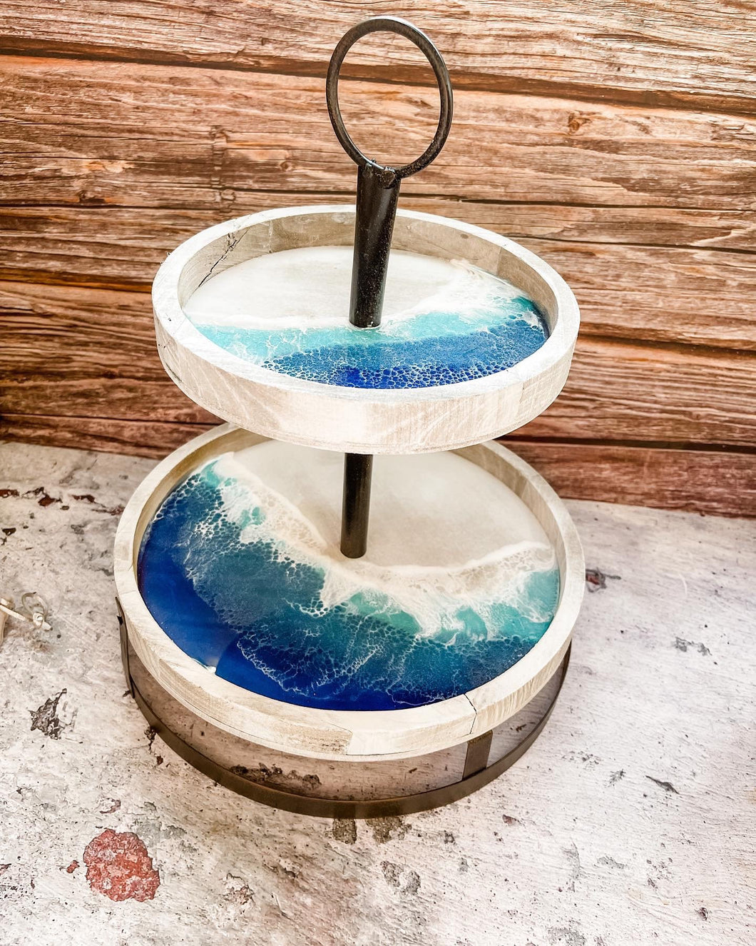 Ocean Resin Art Round Tray