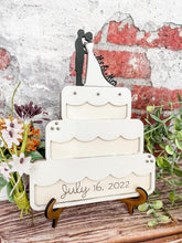 Load image into Gallery viewer, Gift Card Holder Wedding Cake with Topper Reveal Wedding Gift
