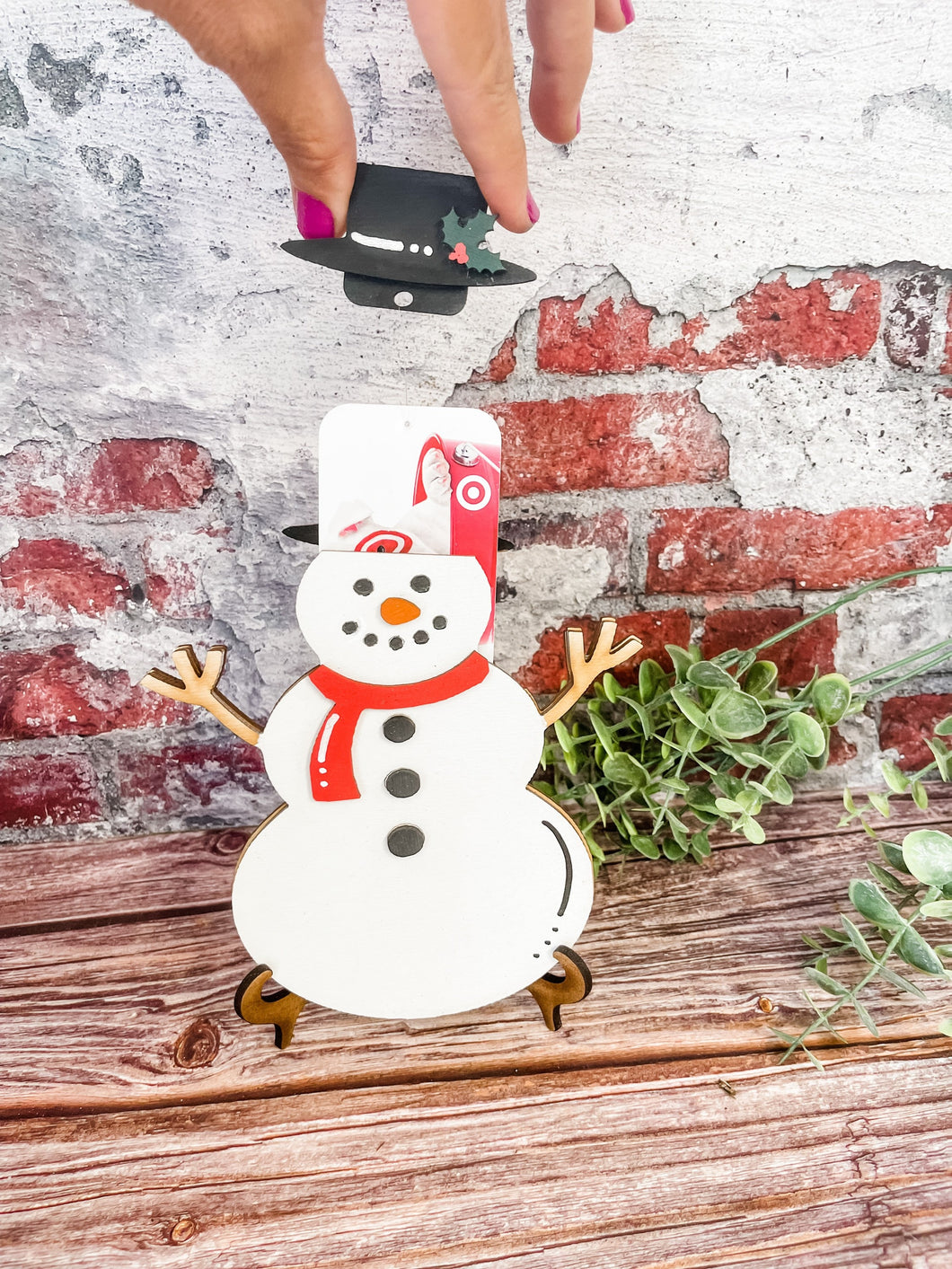 Gift Card Holder Snowman Christmas Gift Card with Top Hat Pull