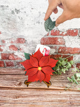 Load image into Gallery viewer, Gift Card Holder Poinsettia Christmas Flower with Leaf Pull
