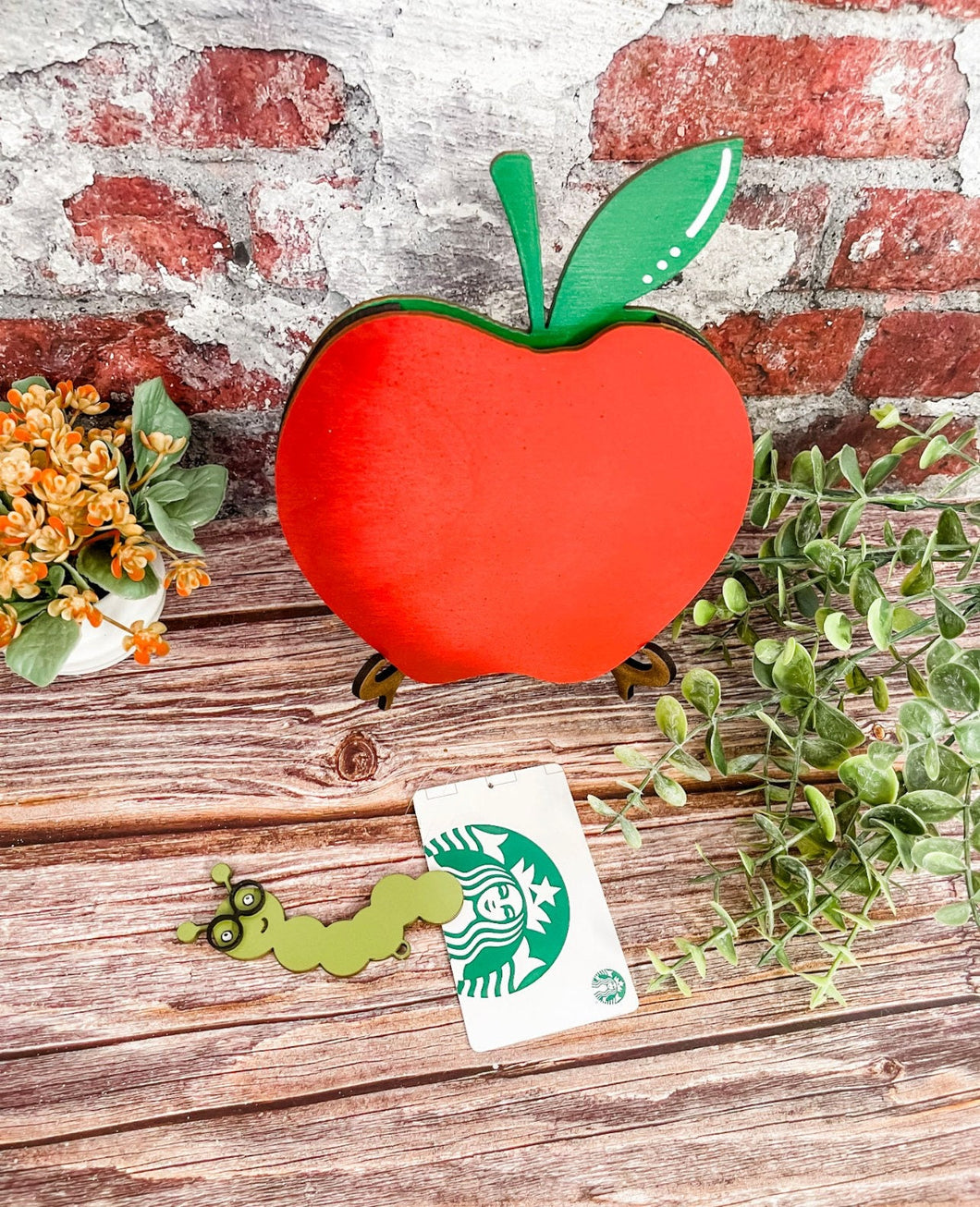 Gift Card Holder for Teachers Apple with Worm