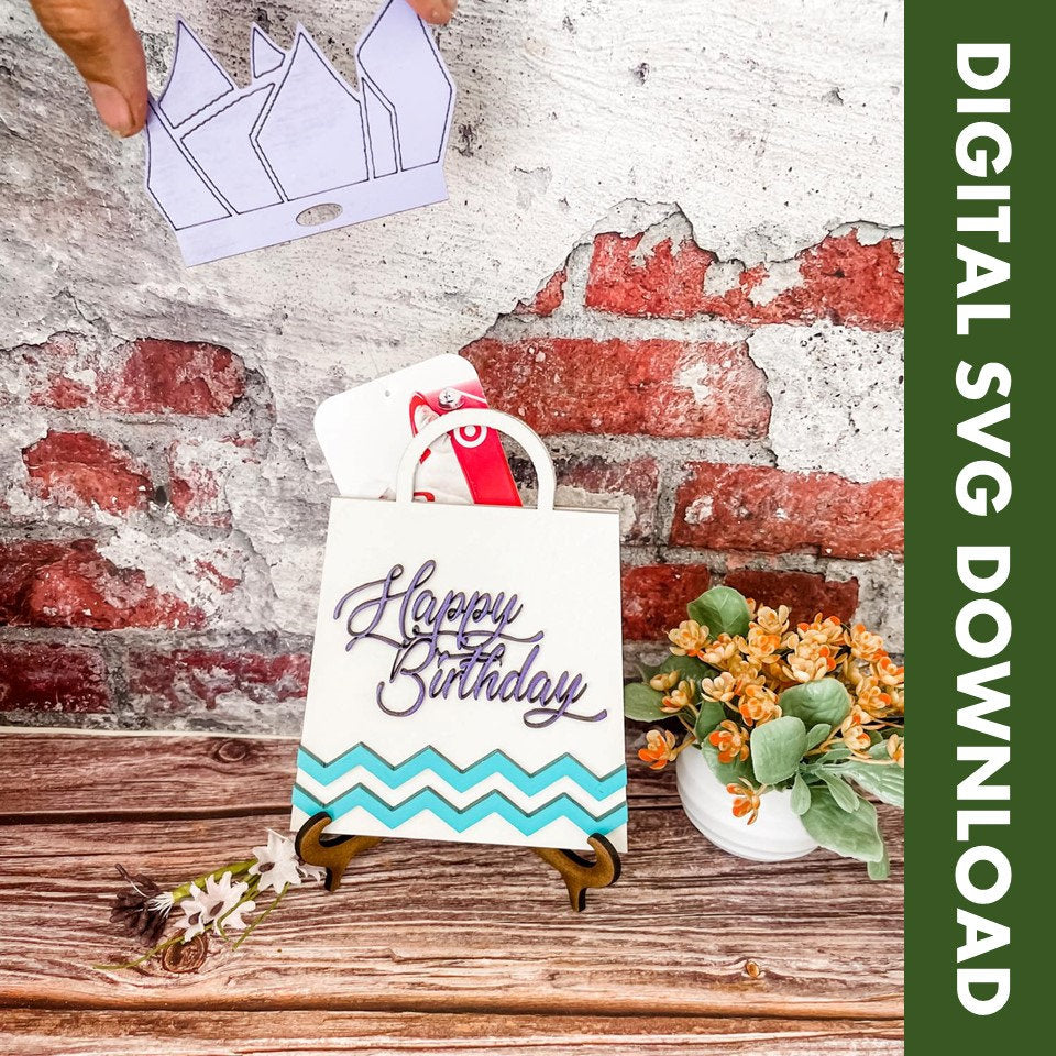 Gift Card Holder for Birthday Anniversary Christmas Gift Cards Digital SVG Download Laser File