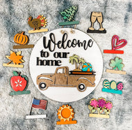 Interchangeable Truck Door Sign with 13 Inserts