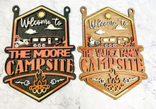 Load image into Gallery viewer, Welcome to our Desert Toy Hauler Dirtbike Campsite Personalized Sign with Yard Stake
