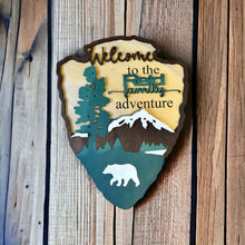 Load image into Gallery viewer, National Park Arrowhead Camping Campsite Family Sign with Hangers
