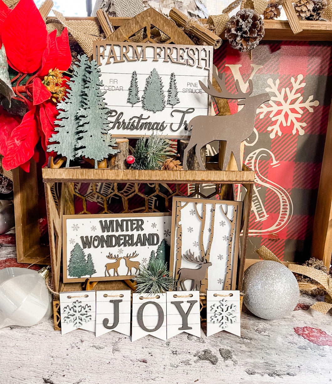 Tiered Tray Winter Woodlands Decor