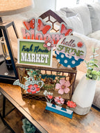 Tiered Tray Spring Bloom Flower Market Decor