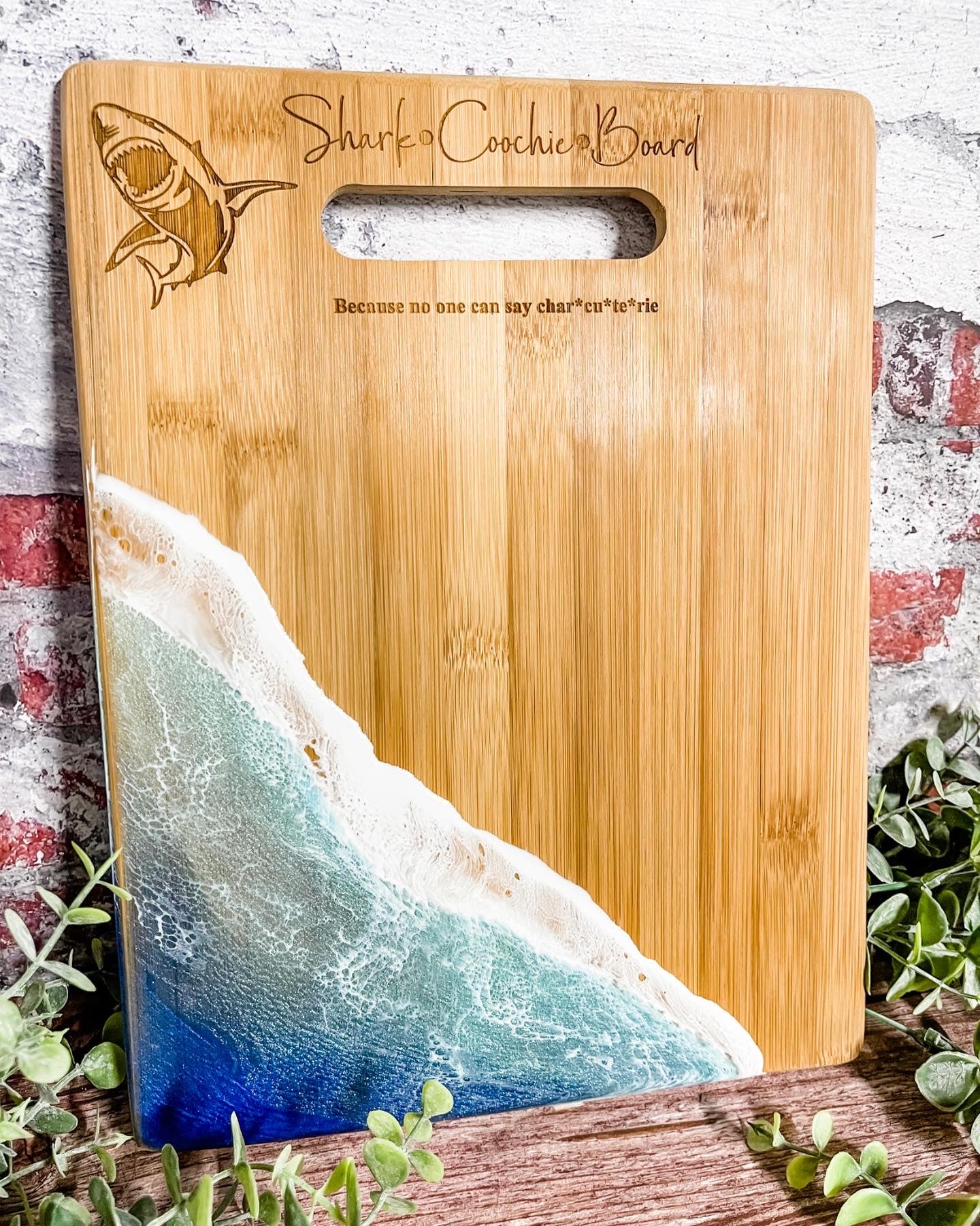 Engraved Cheese Board, Ocean Resin Art Design