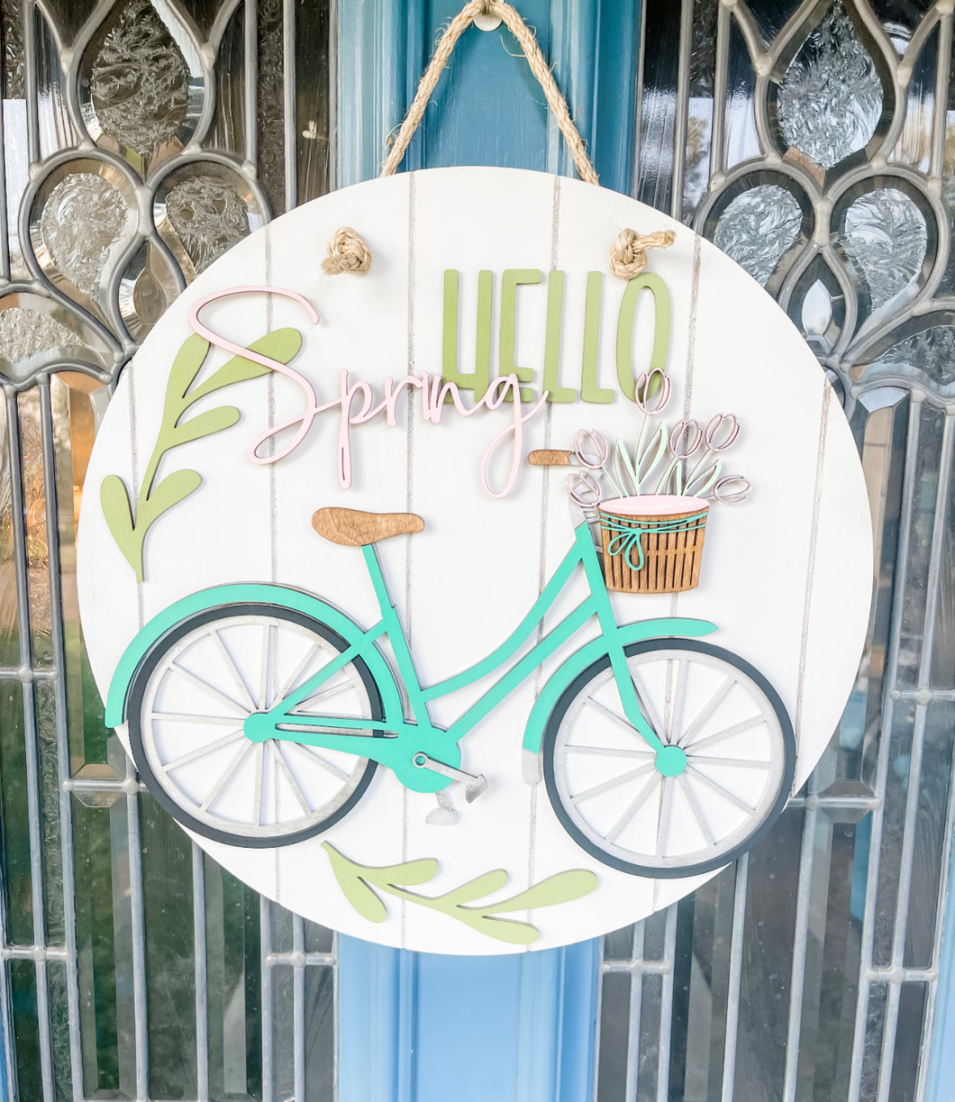Hello Spring Bicycle Door Sign
