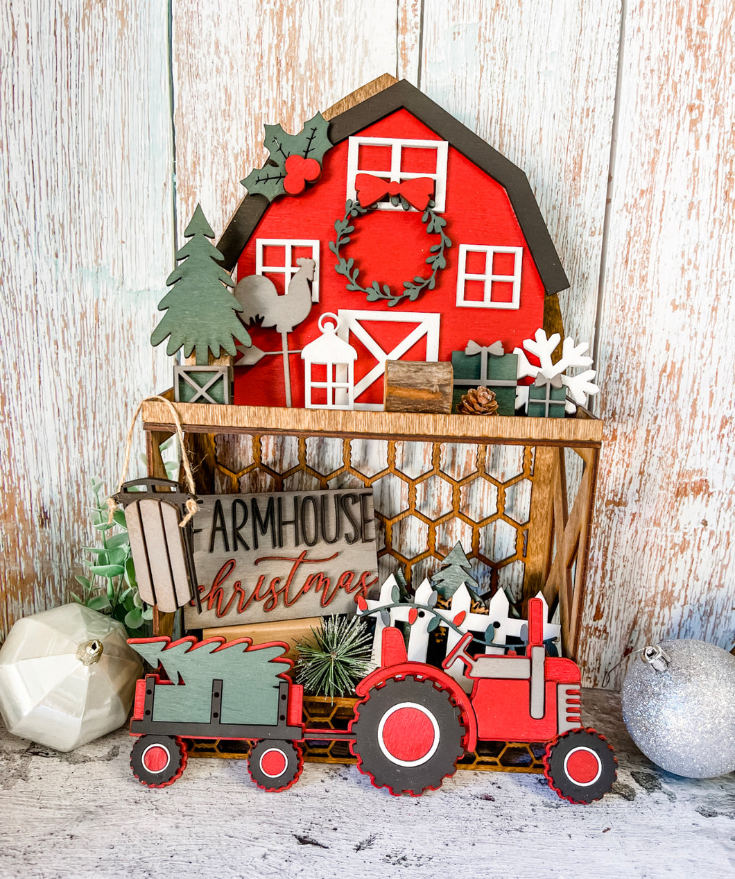 Tiered Tray Farmhouse Barnhouse Christmas Decor