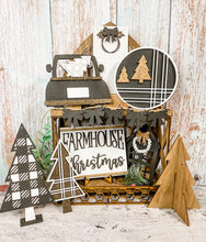 Load image into Gallery viewer, Tiered Tray Plaid Farmhouse Christmas Decor
