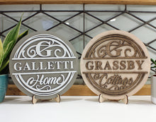 Load image into Gallery viewer, Personalized 9” Round Home Signage with Stand
