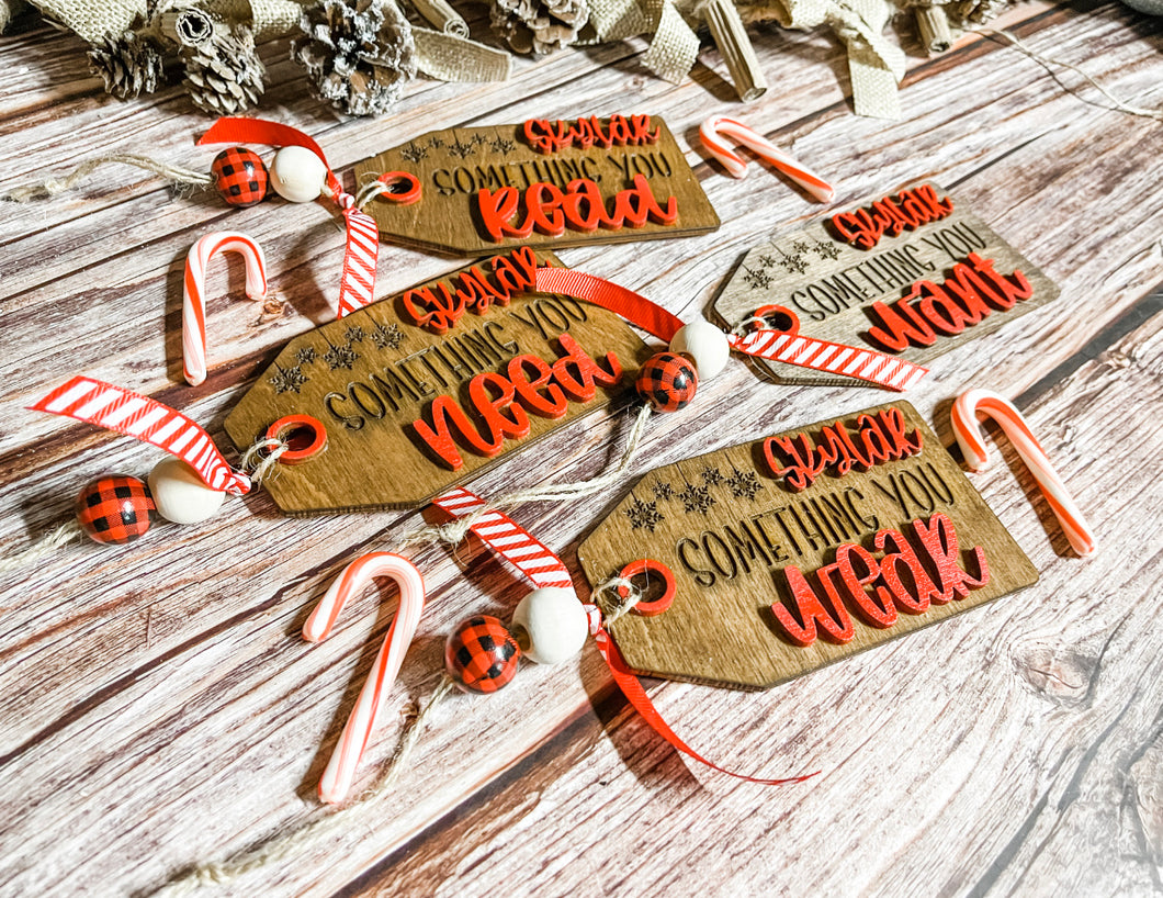 Something You Want, Need, Read, and Wear Christmas Gift Tags