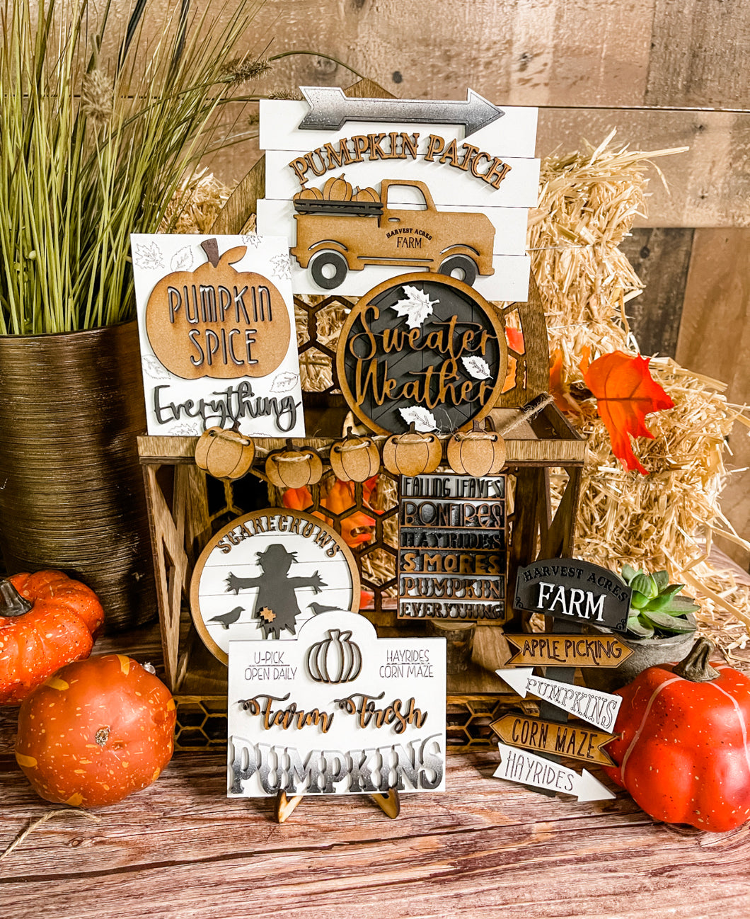 Tiered Tray Pumpkin Patch Decor